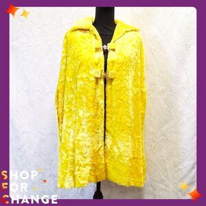 Amazing Vintage Mod Velvet Yellow Cape/Poncho Size L